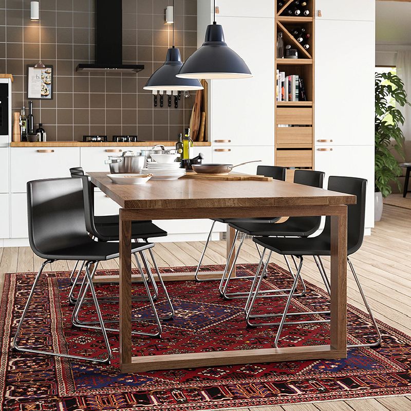 Rectangle Double Base Dining Table Modern Pine Wood Table for Dining Room