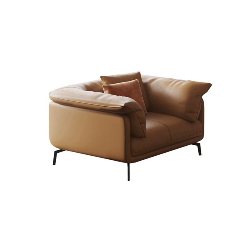 Pillow Armrest Latex Seat Imitation Leather & Leather Upholstered Rectangular Sofa Clearhalo 'furn' 'furn_sofas' 'Furniture' 'furniture_sofas' 'kitchen' 'kitchen_sofas' 'Living Room Furniture' 'Sofa' 'sofas' 1200x1200_c2d9b6e0-04bb-4663-9400-bf1c9fb2f0a6
