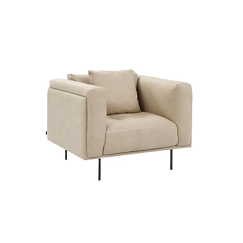 Nordic Style Sectional Feather Cushion Filled Flannelette Beige Sofa