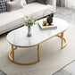 Glam Style Oval Marble Coffee Table with Iron Base Coffee Cocktail Table Clearhalo 'Coffee & Accent Tables' 'Coffee Tables' 'coffee_tables' 'furn' 'furn_coffee_tables' 'Furniture' 'Living Room Furniture' 1200x1200_c2dafb8c-bf60-4ab7-b5d7-bcc116ecf275