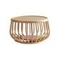 Asian Drum End Table Round Rattan Accent Side Table with Storage