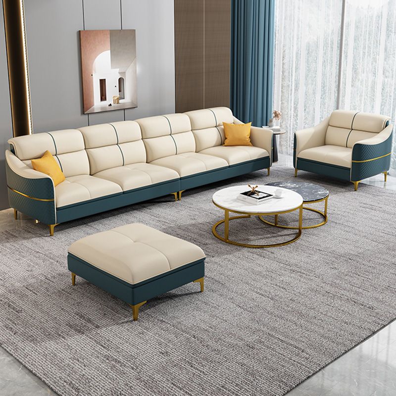 Glam 34,6 "breit beige Sofleder Leder Gold Standard Sitzplätze für Wohnzimmer