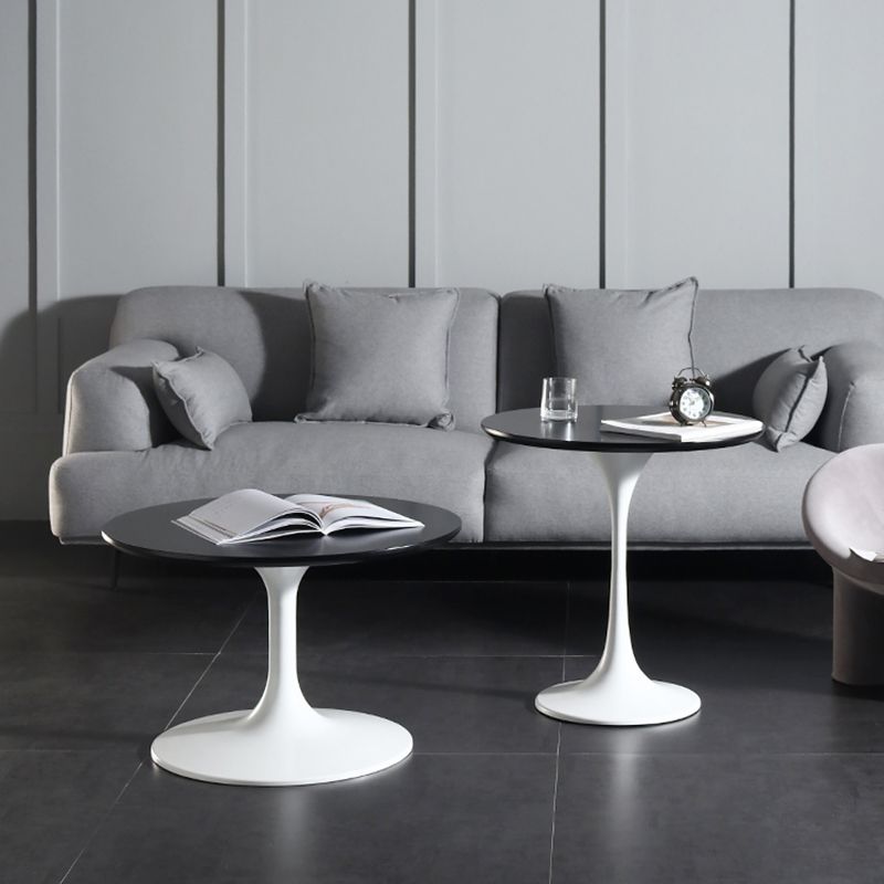 Tulip Metal Square Side Table Wood-based Panel Light Luxury Atmosphere Log Color Pattern