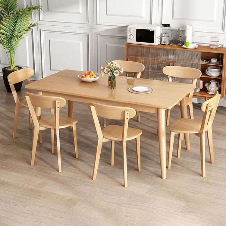 Contemporary Wooden Dining Table Rectangle Table with Wood Legs for Home Use Clearhalo 'Dining Tables & Seating' 'Dining Tables' 'dining_table' 'furn' 'furn_dining_table' 'Furniture' 'Kitchen & Dining Furniture' 1200x1200_c2de15aa-fceb-480b-86b7-e41c83539023