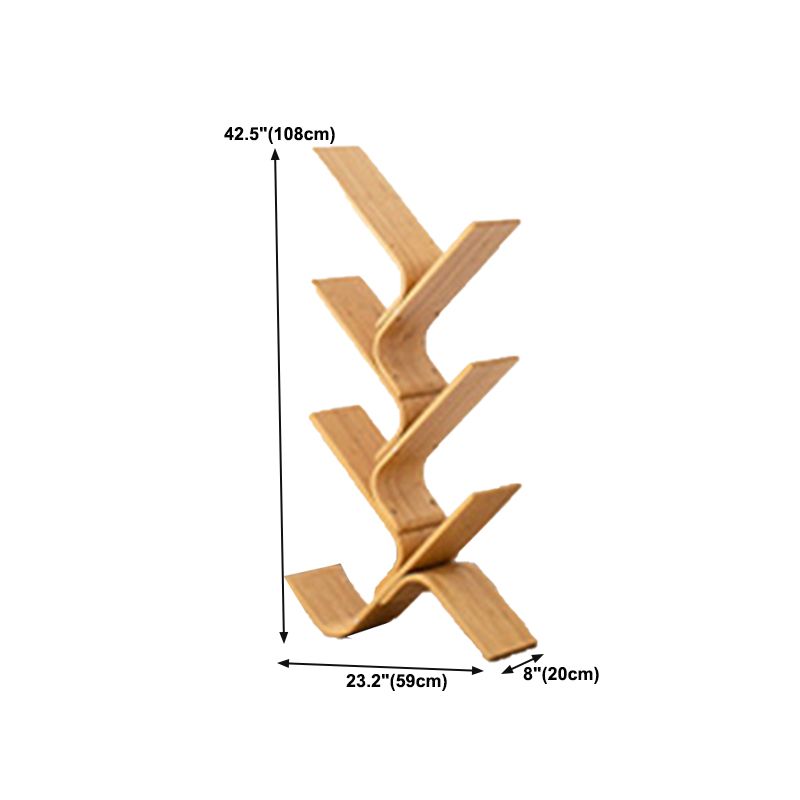 Geometry Bamboo Bookshelf Modern Bedroom Bookcase with Shelf 23.2" W X 8" D
