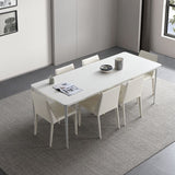 Modern White Sintered Stone Dining Set Standard Rectangle Dining Table Set with 4 Legs Base Clearhalo 'Dining Room Sets' 'Dining Tables & Seating' 'dining_room_set' 'Furniture' 'furniture_dining_room_set' 'Kitchen & Dining Furniture' 'kitchen&dining_furn' 'kitchen' 1200x1200_c2df59d6-c55b-4cf7-8a30-2c27bb64377d