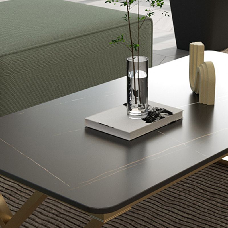 Slate Rectangle Coffee Table Sled Iron Base Type Single Table
