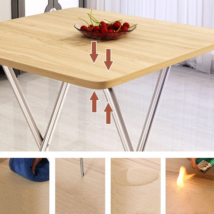 Metal and Wood Table 28.5"H Mid-century Modern Minimalist Foldable Square Dining Table