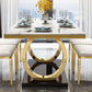 Luxury Style Marble Dining Table Trestle Base Rectangle Table for Home Clearhalo ' dining_table' 'Dining Tables & Seating' 'Dining Tables' 'furn' 'furn_dining_table' 'Furniture' 'furniture_dining_table' 'Kitchen & Dining Furniture' 'kitchen&dining_furn' 'kitchen' 'kitchen_dining_table' 1200x1200_c2e38a82-a57b-477d-a2ab-babda597ea06