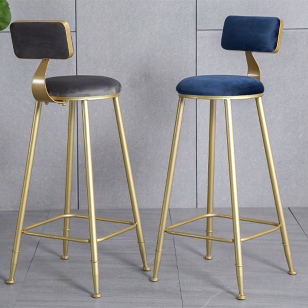 Glam Backrest Armless Counter Stool Iron Beauty Shop Bar Stool with Suede Cushion Clearhalo 'Bar Furniture' 'Bar Stools' 'bar_stools' 'furn' 'furn_bar_stools' 'furniture_bar_stools' 'Kitchen & Dining Furniture' 'kitchen&dining_furn' 'kitchen' 'kitchen_furn' Furniture' 1200x1200_c2e5ad2f-9d88-4aac-9ebb-f2510c2b1ba2