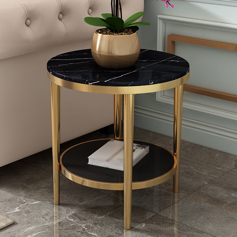 Contemporary Style Round Side End Table Metal Frame Side Table Clearhalo 'Coffee & Accent Tables' 'End & Side Tables' 'end_side_table' 'end_side_tables' 'furn' 'furn_end_side_tables' 'Furniture' 'furniture_end_side_table' 'Living Room Furniture' 1200x1200_c2e5c131-8bbe-4927-8074-13702139fd5d