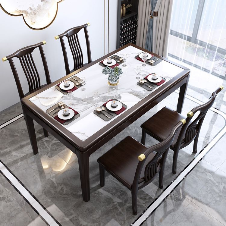 Rectangle Wood Color Dining Table Sintered Stone Table Mid-Century with 4 Legs Clearhalo ' dining_table' 'Dining Tables & Seating' 'Dining Tables' 'furn' 'furn_dining_table' 'Furniture' 'furniture_dining_table' 'Kitchen & Dining Furniture' 'kitchen&dining_furn' 'kitchen' 'kitchen_dining_table' 1200x1200_c2e5ffc7-7873-47ed-bde1-5300e742c530