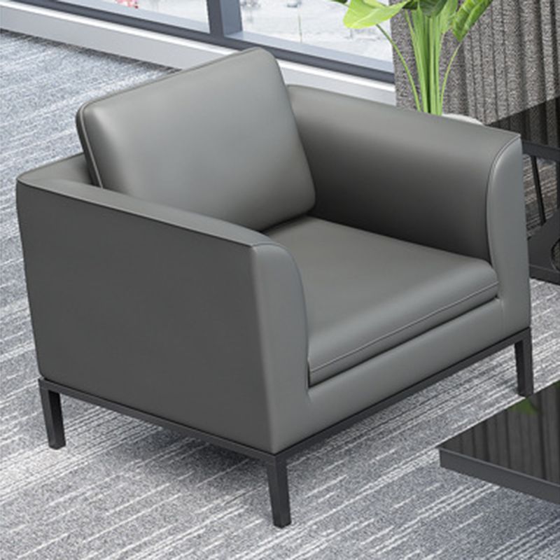 Square Arm Settee Stain-Resistant Leather Couch in Black/Grey Clearhalo 'furn' 'furn_sofas' 'Furniture' 'furniture_sofas' 'Living Room Furniture' 'Sofa' 'sofas' 1200x1200_c2e6fbb0-1ff5-402c-9880-3ca6e5f24acb