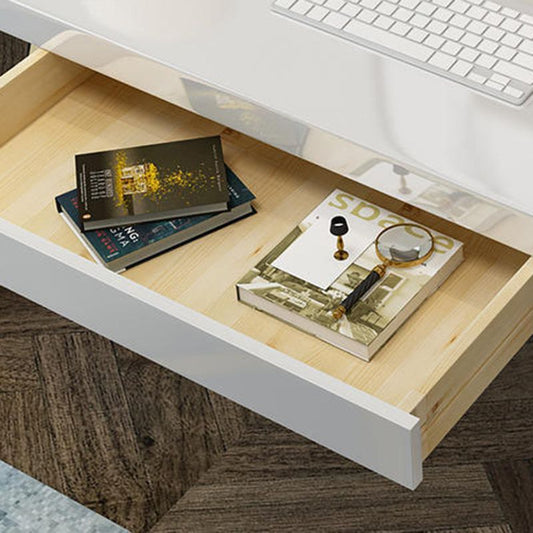 Wooden Rectangular Writing Desk Glam 29.53" Tall Office Desk with Iron Legs Clearhalo 'furn' 'furn_office_desk' 'Furniture' 'Office Desks' 'Office Furniture' 'office_desk' 1200x1200_c2e8aa2f-f747-4759-8db5-189fdbf51b5c