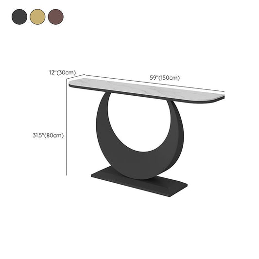 Tabella della console contemporanea Finitura antica di divano console mezzaluna