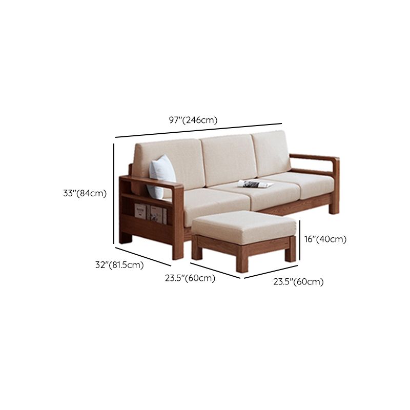 Storage No Distressing Tight Seat Square Arm Wood Solid Color Sofa