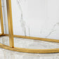 Glam Half Moon Console Accent Table Antieke afwerking Bafe -consoletafel