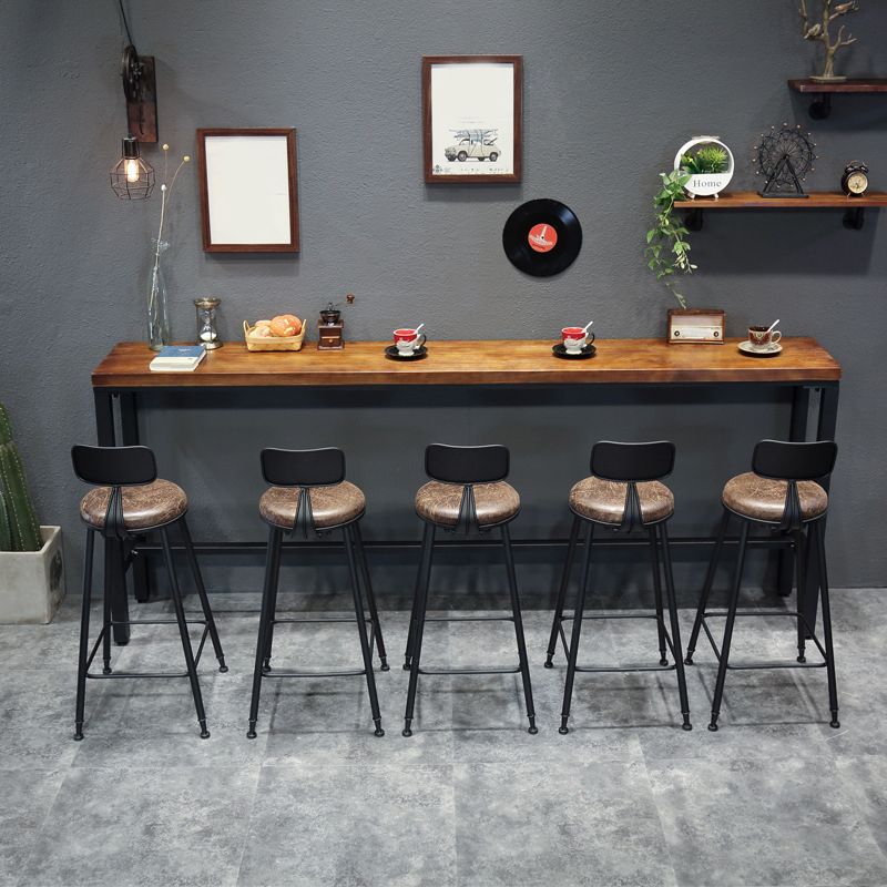 Table de bar industrielle Table de pub rectangulaire en bois massif pour l'intérieur