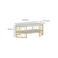Glam Oval Marble Coffee Table 17.7"H Steel Sled Cocktail Table with Shelf