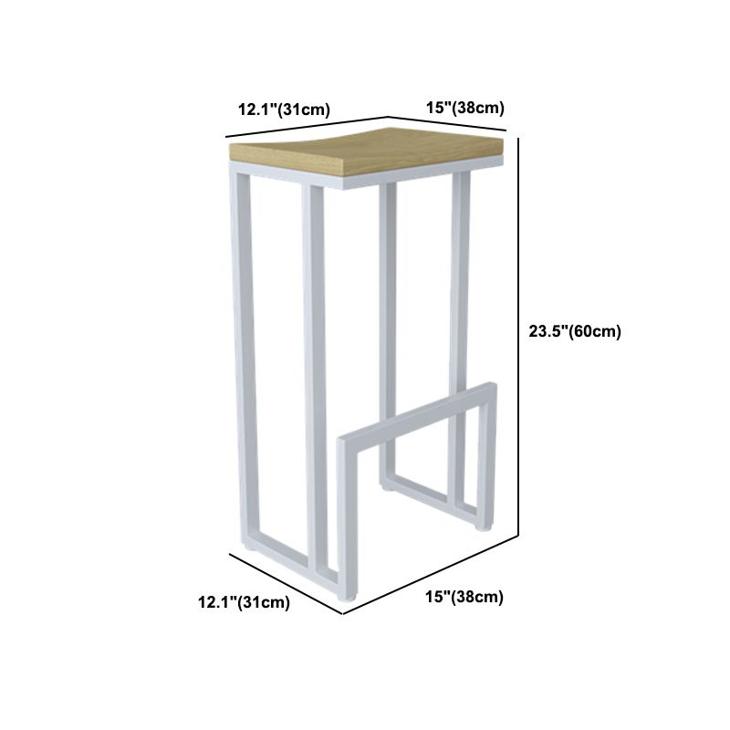 Moderne armloze backless aanrechtkruk IJzeren keukenbalk met houten stoel