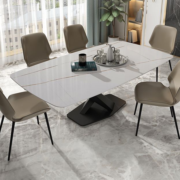 Muebles tradicionales de piedra rectangle de mesa de comedor de lujo con base de pedestal