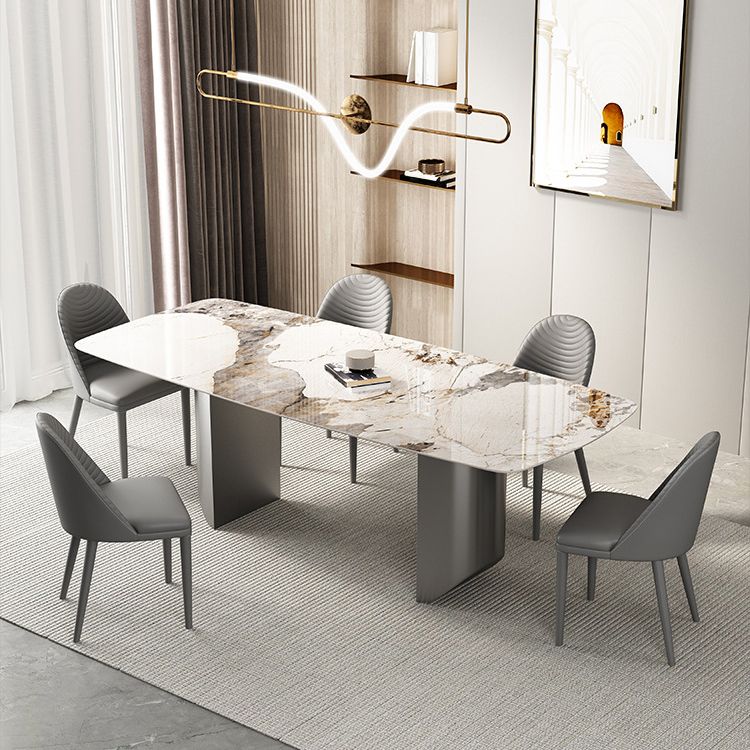 Modern Style Sintered Stone Dining Table Set 1/2/3/4/5/6/7 Pieces Dining Set Clearhalo 'Dining Room Sets' 'Dining Tables & Seating' 'dining_room_set' 'furn' 'furn_dining_room_set' 'Furniture' 'furniture_dining_room_set' 'Kitchen & Dining Furniture' 1200x1200_c2edc909-4de9-49d1-b253-91f0ccb9c0b1