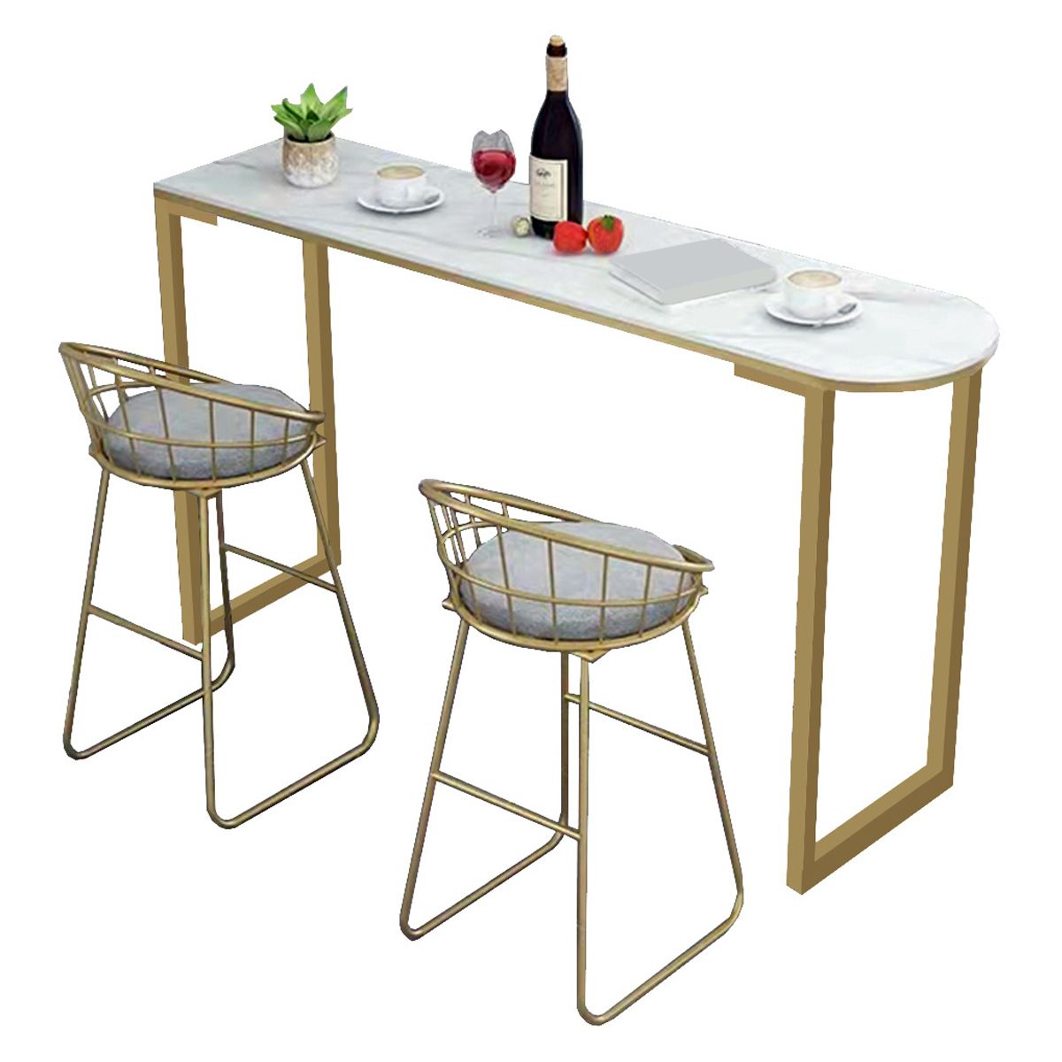 White Stone Top Bar Table Traditional Luxury Bar Table with Sled Base Clearhalo 'Bar Furniture' 'Bar Tables' 'bar_tables' 'furn' 'furn_bar_tables' 'Furniture' 'furniture_bar_tables' 'Kitchen & Dining Furniture' 1200x1200_c2ede6d8-fdf6-45ae-ba55-518ec29de848