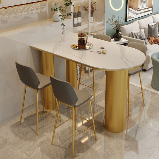 Glam Iron Bar Dining Table with White Stone Top Indoor Bistro Table Clearhalo 'Bar Furniture' 'Bar Tables' 'bar_tables' 'furn' 'furn_bar_tables' 'Furniture' 'furniture_bar_tables' 'Kitchen & Dining Furniture' 1200x1200_c2ef236d-5db1-4d30-8cee-fab36376a249