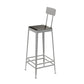 Square Glam Metal Bar Stools Footrest Coffee Shop Backrest  Counter Bar Stool