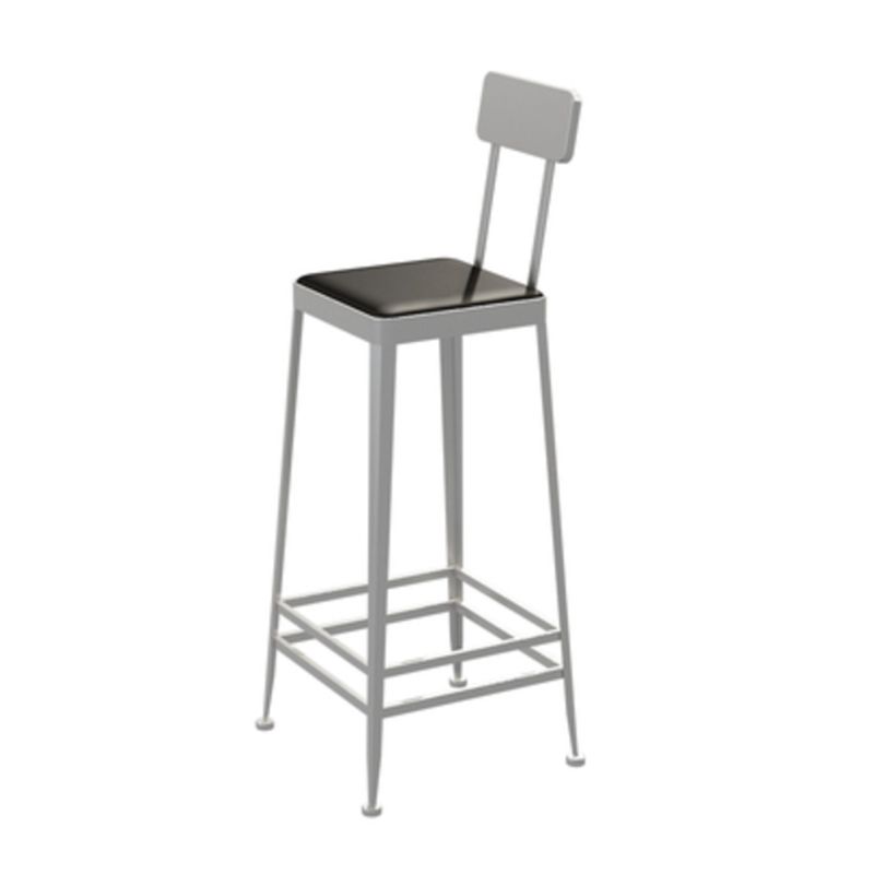 Square Glam Metal Bar Stools Footrest Coffee Shop Backrest  Counter Bar Stool
