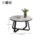 17"H Glam Coffee Table Slate Round Single Coffee Cocktail Table