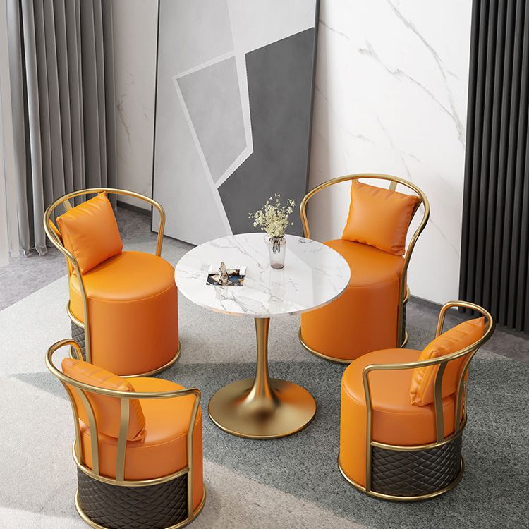 Round Sintered Stone Dining Table Traditional Luxury Tulip Table with Gold Frame Clearhalo 'Dining Tables & Seating' 'Dining Tables' 'dining_table' 'furn' 'furn_dining_table' 'Furniture' 'Kitchen & Dining Furniture' 1200x1200_c2f13557-1be5-4eb9-9bc6-1cb5061dc3a2