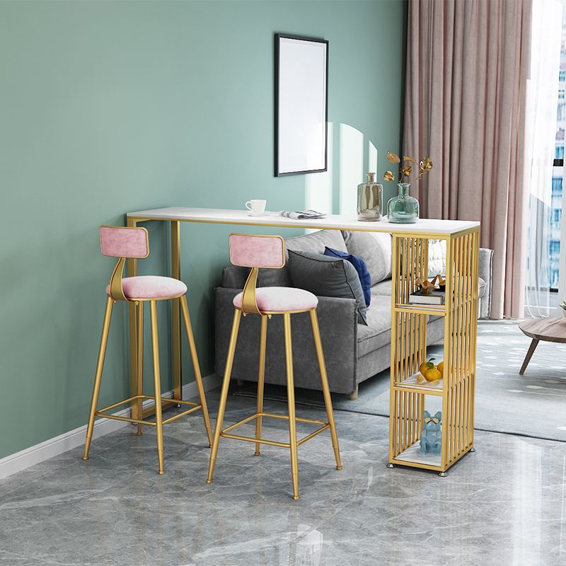 Glam Faux Marble Bar Dining Table Rectangle Bar Table for Dining Room Clearhalo 'Bar Furniture' 'Bar Tables' 'bar_tables' 'furn' 'furn_bar_tables' 'Furniture' 'Kitchen & Dining Furniture' 1200x1200_c2f1f1ef-085a-4fe2-82ab-ea3908f725a2