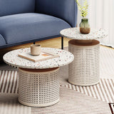 Contemporary Round Cocktail Table Single Slate Coffee Cocktail Table