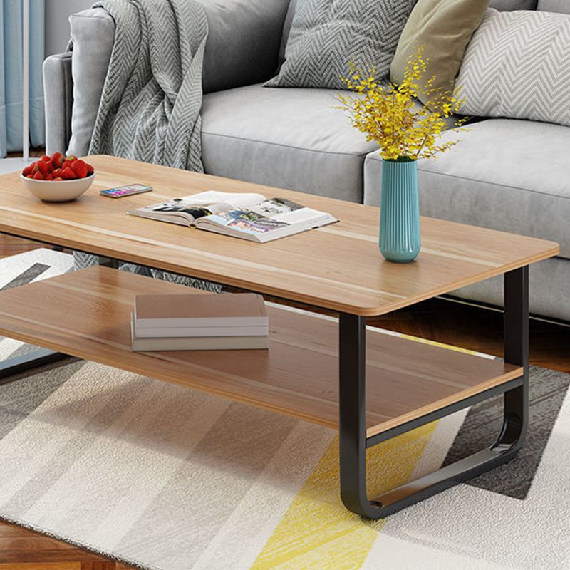 Modern Style Rectangular Wooden Table Sledge-shaped Base Coffee Table