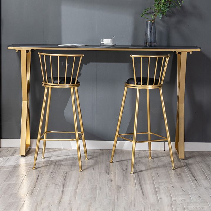Glam Marble Bar Table with Rectangle Table Top Double Pedestal Table - 41.3" H Clearhalo 'Bar Furniture' 'Bar Tables' 'bar_tables' 'furn' 'furn_bar_tables' 'Furniture' 'furniture_bar_tables' 'Kitchen & Dining Furniture' 1200x1200_c2f4c551-022b-4087-b8ed-b003d160c94a