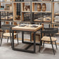 Table à manger en bois massif carré table à manger industrielle avec base en métal
