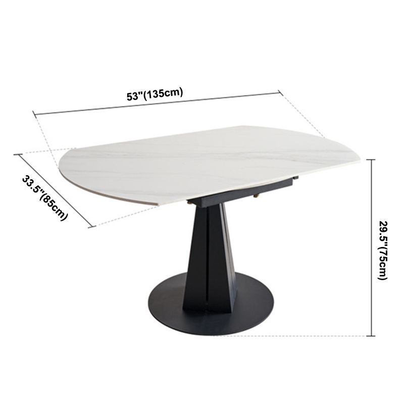 Modern Round Drop-Leaf Dining Table Sintered Stone Table with Pedestal Base,53.1"L x 33.5"W x 30"H Clearhalo ' dining_table' 'Dining Tables & Seating' 'Dining Tables' 'furn' 'furn_dining_table' 'Furniture' 'furniture_dining_table' 'Kitchen & Dining Furniture' 'kitchen&dining_furn' 'kitchen' 'kitchen_dining_table' 1200x1200_c2f559c8-0345-4817-a567-4f1492783b30