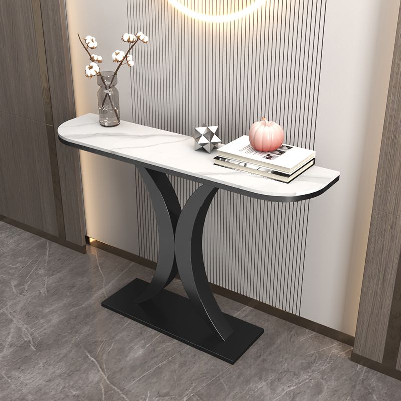 Stone Half Moon Console Table Table de acento de 31.5 pulgadas de altura para Hall