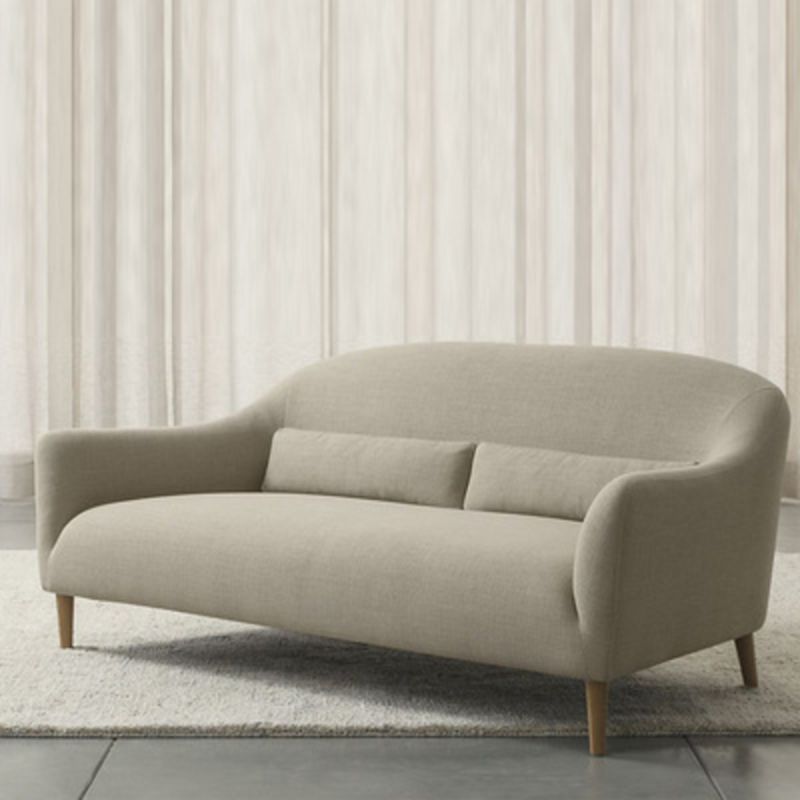 Contemporary Cotton Arm Sofa Sloped Arm Curved Loveseat for Living Room