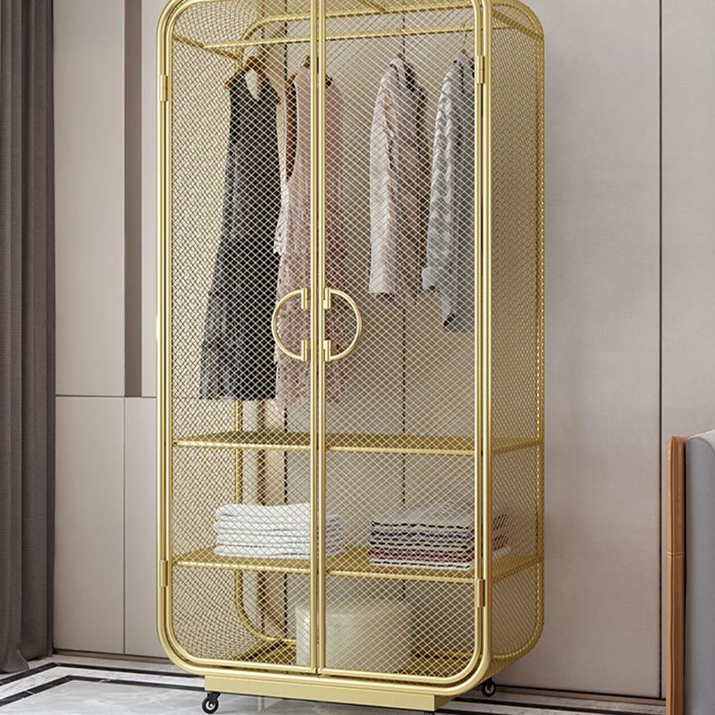 Industrial Style Wardrobe Bedroom Metal Wardrobe Closet with 2 Doors Clearhalo 'Armoires & Wardrobes' 'armoires_wardrobes' 'Bedroom Furniture' 'furn' 'furn_armoires_wardrobes' 'Furniture' 1200x1200_c2f80f6f-fe83-4403-af12-1053d9c1f724