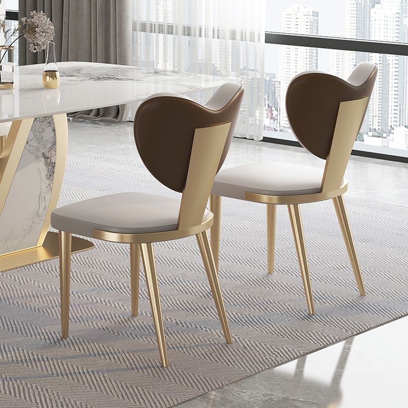 Glam Armless Dining Chairs Gold Stainless Steel Legs Side Chair