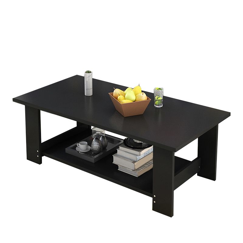 16.53" Tall Rectangle Top Coffee Table Wooden 4 Legs Cocktail Table with Shelf Clearhalo 'Coffee & Accent Tables' 'Coffee Tables' 'coffee_tables' 'furn' 'furn_coffee_tables' 'Furniture' 'Living Room Furniture' 1200x1200_c2f8da84-b421-47b5-b6f1-e47e9c7ee7aa