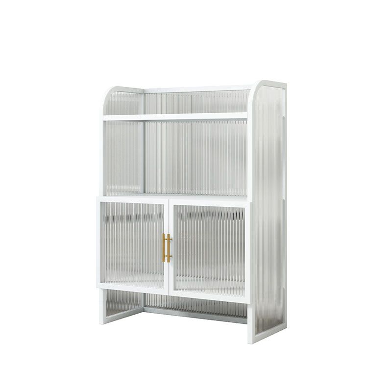 Serveur de restauration glamour avec trame de finition polie à cadre métallique avec portes en verre