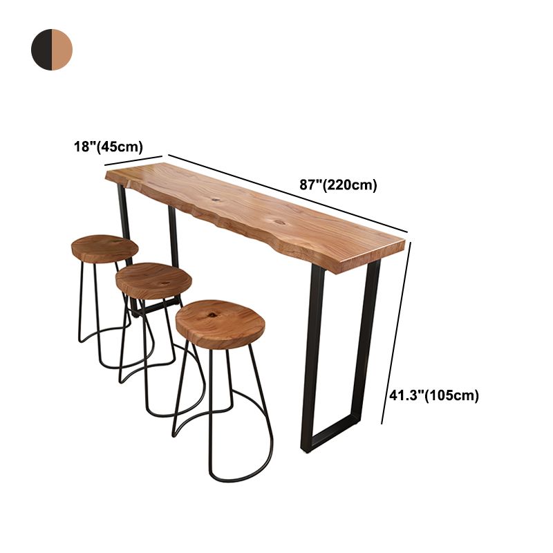 Brown Modern Style Table Solid Wood and Iron Milk Tea Shop Bar Table Clearhalo 'Bar Furniture' 'Bar Tables' 'bar_tables' 'furn' 'furn_bar_tables' 'Furniture' 'furniture_bar_tables' 'Kitchen & Dining Furniture' 1200x1200_c2fb6c09-efff-41ba-aa5f-09af4f33f059