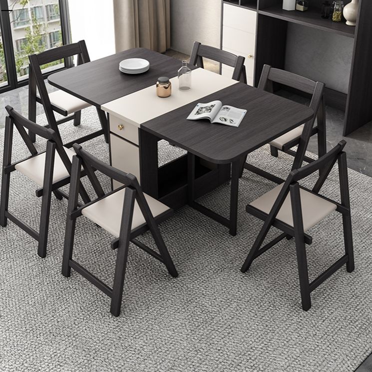 Mid-Century Modern Dining Room Table Drop-Leaf Table with Ash Solid Wood Base,59"L x 29.1"H Clearhalo ' dining_table' 'Dining Tables & Seating' 'Dining Tables' 'furn' 'furn_dining_table' 'Furniture' 'furniture_dining_table' 'Kitchen & Dining Furniture' 'kitchen&dining_furn' 'kitchen' 'kitchen_dining_table' 1200x1200_c2fc29cb-7163-4f25-9beb-b94b6d256b5e