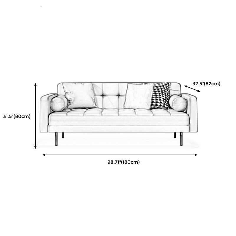 Faux Leather Biscuit Back Sofa 31.49" H Modernism Square Arm Sofa Clearhalo 'furn' 'furn_sofas' 'Furniture' 'furniture_sofas' 'kitchen' 'kitchen_sofas' 'Living Room Furniture' 'Sofa' 'sofas' 1200x1200_c2fc371c-2dac-40c6-8827-abf4501b533d