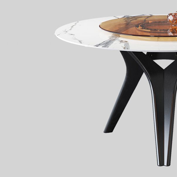 Ensemble de salle à manger à cadre en bois massif 1/2/5/7 PCS Table à manger ronde avec chaises sans bras