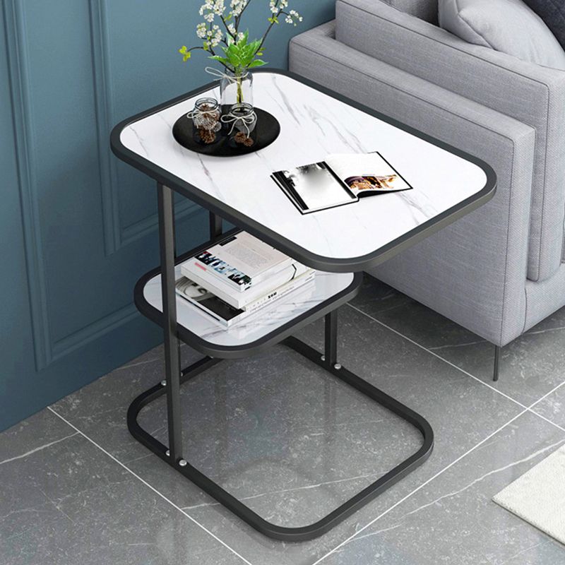 Modern Metal C Side Table Rectangular Top Side Table with Shelf Clearhalo 'Coffee & Accent Tables' 'End & Side Tables' 'end_side_tables' 'furn' 'furn_end_side_tables' 'Furniture' 'Living Room Furniture' 1200x1200_c2ff054f-7ae5-455c-8576-520041af0ec5