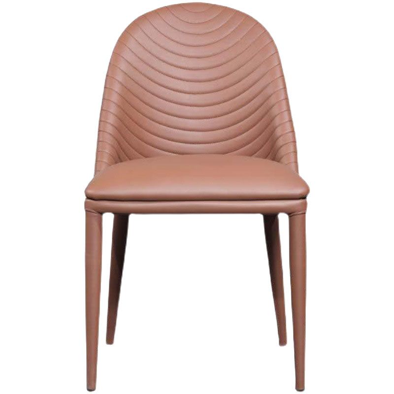 Modern Leather Curved Sloped Armless Chair Matte Finish Parsons Chair for Brasserie Clearhalo ' kitchen&dining_furn' 'Dining Chairs' 'Dining Tables & Seating' 'dining_chair' 'furn' 'furn_dining_chair' 'Furniture' 'furniture_dining_chair' 'Kitchen & Dining Furniture' 'kitchen' 1200x1200_c2ff5877-9f0d-4a20-a42f-304d717e69cf